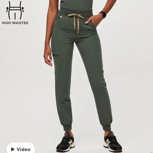 Figs Zamora High Waisted Jogger Scrub Pants - Moss Green XSP